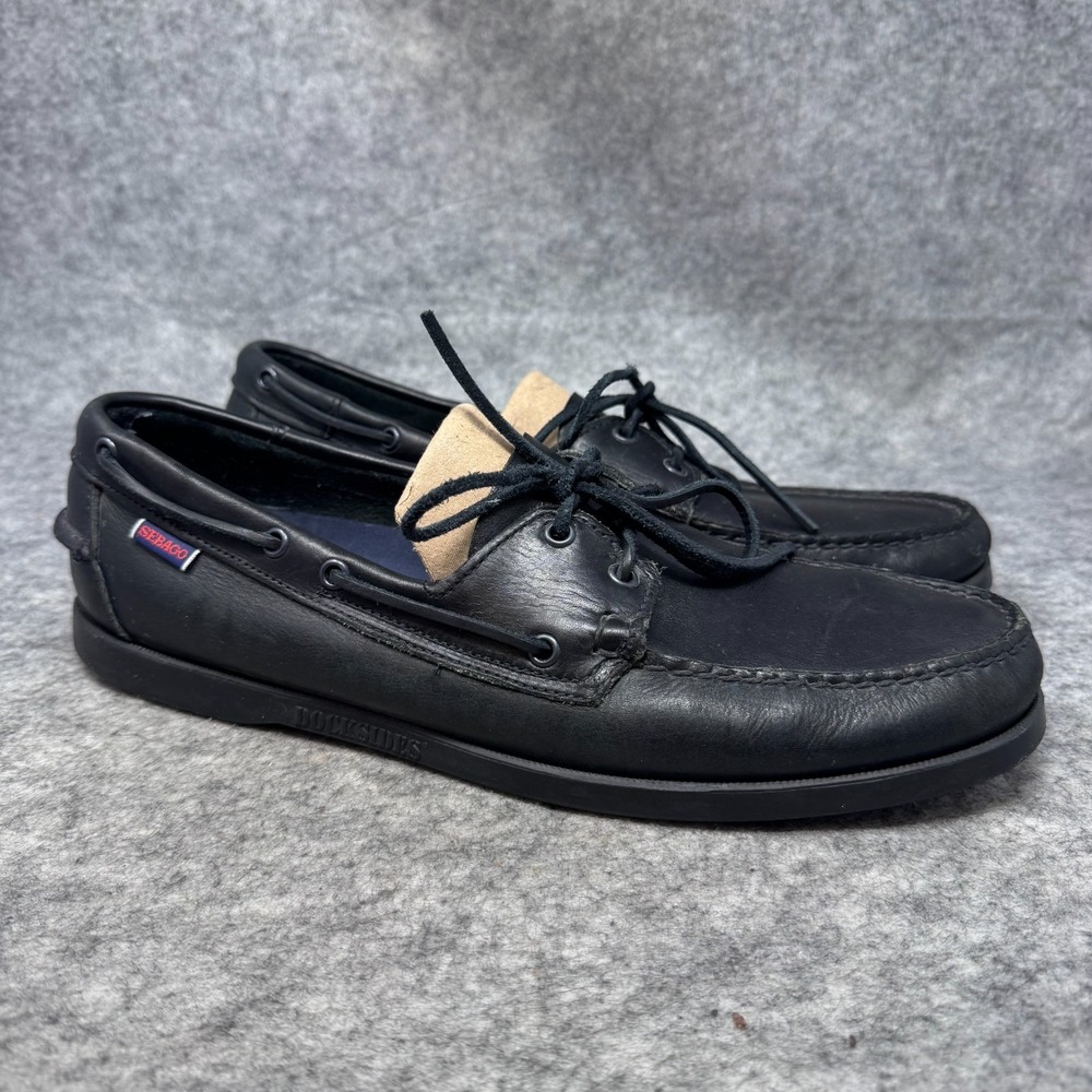 Sebago Docksides Portland Boat Shoes Mens Size 14M Black Leather Lace Up